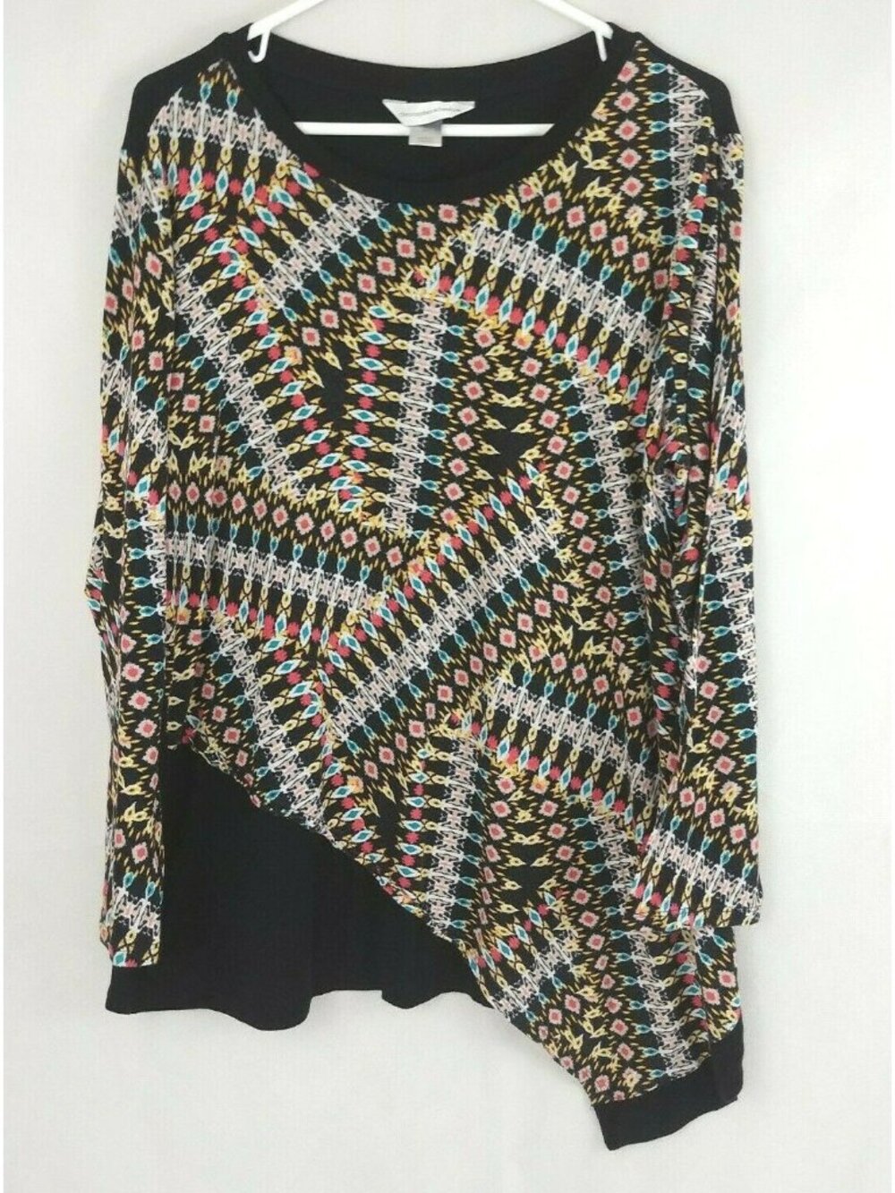 Christopher Banks Womens Long Sleeve Colorful Shirt With Aztec Design Size XL